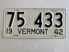 1942 Vermont License Plate Amateur Repaint on Solid Metal