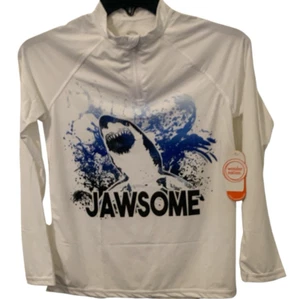 Wonder Nation Boys 1/4 Zip T Shirt Shark Graphic Jawsome Size L/G 10-12 - Picture 1 of 12