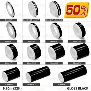 GLOSS BLACK Roll Pin Stripe PinStriping Line Adhesive Tape Vinyl Car STICKER - Bild 1 von 27