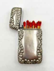 Antik Vintage Jugendstil Sterlingsilber Vesta Match Safe Etui Halter alt - Bild 1 von 14