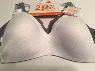 Warners Wirefree Bras T-Shirt Lined Seamless Cups Set of 2 Style 4011 Retail $60 - Image 1 of 4