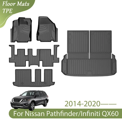 For 2014-2020 Nissan Pathfinder/Infiniti QX60 7 Seat TPE Floor Mats & Trunk Mat - Imagem 1 de 4