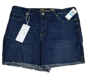 SEVEN 7 PLUS WOMEN WEEKEND DENIM BERMUDA MID RISE SHORTS EASY FIT FRAY HEM 16 - Picture 1 of 17