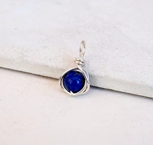 Lapis Lazuli Pendant Silver Handmade September Birthstone Charm Gift Wrapped - Picture 1 of 4
