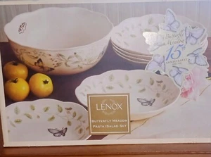 (LENOX) BUTTERFLY MEADOW Pattern PASTA/SALAD SET 6-PIECE. - Picture 1 of 12