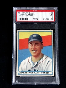 HARRY GUMBERT 1941 PLAY BALL BASEBALL CARD #26 PSA 7 NEAR MINT "GUNBOAT" GIANTS - Picture 1 of 2