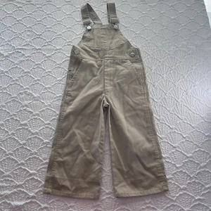 Vintage Tan Khaki Overalls Toddler Size 3T JC Penney Toddle Time Boy Girl Pants - Picture 1 of 8