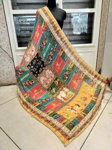 Women chunni pearl mirror handcrafted chiffon chunri ghoda digital print dupatta - Picture 1 of 7