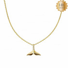 14K Gold Genuine Diamond  Whale Tail Pendant Fine Jewelry Necklace