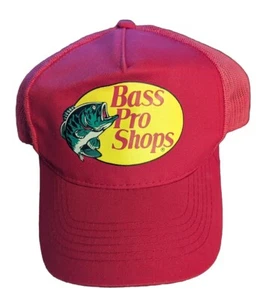Bass Pro Shops Red Trucker Hat Front Logo Strapback Adjustable Cap Fishing - Picture 1 of 2