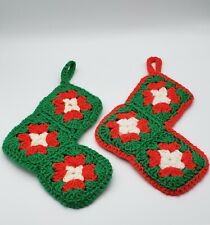 Crocheted Granny Square Christmas Stockings