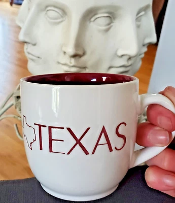 Taza de café Texas años 80 gres esmaltado granate interior blanco exterior Foto 1 de 4