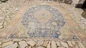 ANTİQUE TURKİSH OUSHAK WOOL RUG 9X9 VİNTAGE OVERSİZE OUSHAK ORİENTAL RUG - Picture 1 of 15