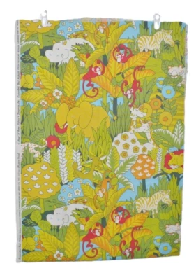 "Tela colorida con estampado de animales de la selva House N Home MCM 1950 60"" de largo X 21"" de ancho" Foto 1 de 4