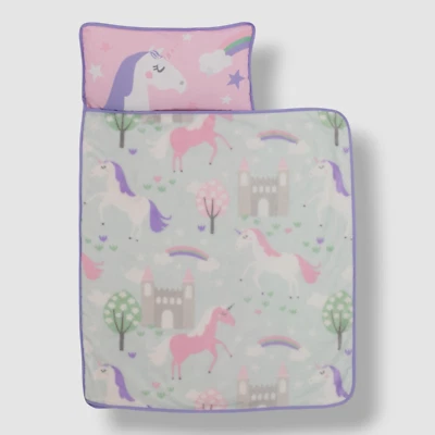 Estera portátil para siestas Everything Kids de NoJo Girls rosa unicornio con almohada y manta Foto 1 de 4