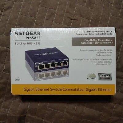 BRAND NEW..NETGEAR  ProSafe GS105 5-Ports Gigabit Desktop Switches  - Image 1 of 4