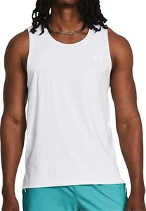Under Armour Launch Elite Mens Running Vest White Run Sleeveless Tank Top - Picture 1 of 5