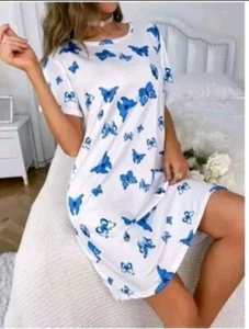 Women Short Sleeve Sleep Shirt Tee Pajama Top Dress T-shirt Nightgown Nightshirt - Picture 1 of 4