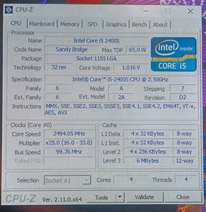 Intel i5 2400S SR00S Sandy Bridge LGA1155 2.5Ghz - Picture 1 of 13