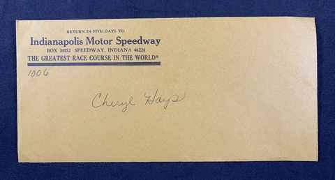 Vintage Indianapolis Motor Speedway Reserved Ticket Envelope Cover