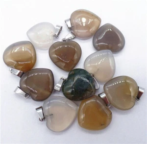 100 piezas Colgante Corazón de Ágata Amor Amor Ágata Gris Natural Venta Hágalo usted mismo H8306 - Imagen 1 de 1