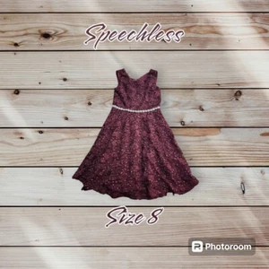 Vestido Speechless Niños Borgoña Formal Sin Mangas Brillante Niñas Talla 8 - Imagen 1 de 15