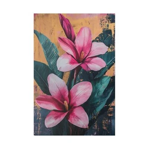 Arte de pared en lienzo rosa con flores tropicales - Decoración floral vibrante, marco ecológico - Imagen 1 de 40