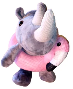 Walmart Plush Rhino Swimming Flamingo Stuffed Animal Way To Celebrate Summer - Picture 1 of 5