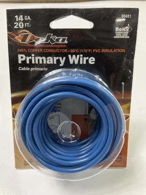 Deka 00481 Primary Wire 14 Gauge Blue - 20' Long Roll - Image 1 of 3