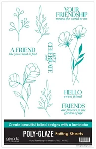 Gina K Designs Poly-Glaze Foiling Sheets - Floral Friendship - Foto 1 di 1