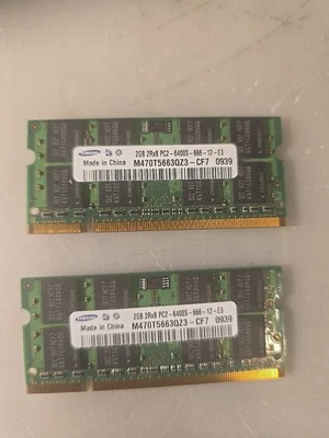 Lot 2. Samsung 2 GB SO-DIMM DDR2 Memory (M470T5663QZ3) Total: 4GB-RAM  - Image 1 of 4