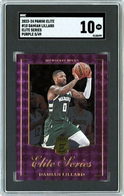 2023-24 Donruss Elite #10 Damian Lillard (05/49) SGC 10 GM Elite Series púrpura Foto 1 de 2
