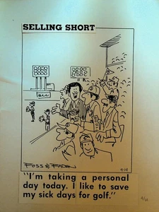Selling Short Original Comic Strip Art 1980s Save Sick Days for Golf - Picture 1 of 1