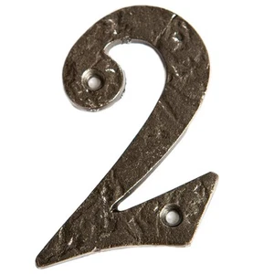 Rustic Iron Numeral - Number 2 Cast Iron Antique House Door Sign H85mm Raw - Picture 1 of 5