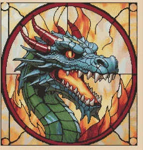 DRAGÓN-Efecto Vitral Contado Punto de Cruz Gráfico Nº 8-427/7 - Imagen 1 de 1
