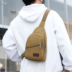 Large Capacity Men's Chest Bag canvas Sports Knapsack Business - Picture 1 of 12