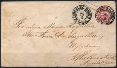 GERMANY - MAGDEBURG, CLASSIC UPRATED USED COVER TO HALBERSTADT. #A941 - Image 1 of 2