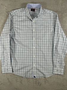 Camicia Untuckit Uomo 2XL Manica Lunga Slim Fit Antirughe Vicchio Blu Plaid - Foto 1 di 9