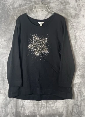 Cj Banks Women's Size 2X Black Long Sleeve Pullover Sweatshirt - Image 1 of 4