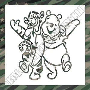 10"x10" Clear Plastic Stencil - Pooh & Tigger (SX22) (.007") - Picture 1 of 2