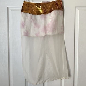 New Zara $139 100% Silk Sequin Organza Floral Midi Skirt Small 2475/800 - Picture 1 of 9