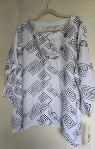 Alfred Dunner Damen Gr. L 3/4 Ärmel geometrisch, bestickt Webbluse/Top - Bild 1 von 16