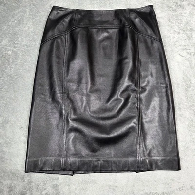 Falda Talbots 6 P Pequeña Negra Cuero Suave Lápiz Carrera Oficina Doble Abertura Foto 1 de 4