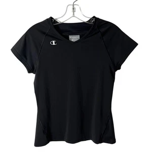 Camisa Champion Para Mujer Doble Seca Cuello en V Manga Corta XS Negra Top Nueva Sin Etiquetas L327 - Imagen 1 de 7