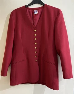 Vintage Yessica Red Sleeve Blazer | Size 14 | Long Sleeved | Single Breasted - Picture 1 of 15