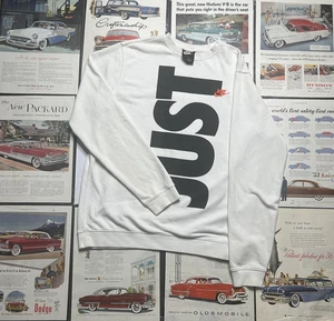 Nike Black/White Spell Out "Just Do It" Sweatshirt Pullover Mens Size Large - Picture 1 of 10