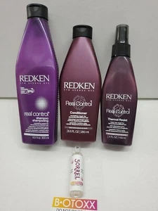 REDKEN REAL CONTROL SHAMP 10.1 oz & COND 8.5 OZ & THERMAL RESIST 5 OZ. FREE AMP - Picture 1 of 2