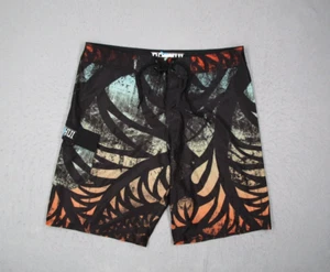 Da Hui Board Shorts Mens 36 Black Floral 10" Surf Swim Beach Resort Travel - Picture 1 of 7