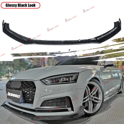 Комплект кузова черный глянцевый разветвитель кромок переднего бампера для Audi A5 Coupe B9 2017-2018 - Изображение 1 из 4