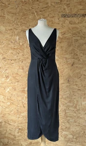 E altre storie abito midi sovrapposizione davanti twist profondo scollo a V nero UK10 EU38 - Foto 1 di 8